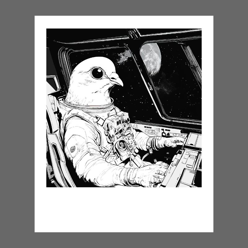 Pigeon de l’espace dans le cosmos des astronautes
