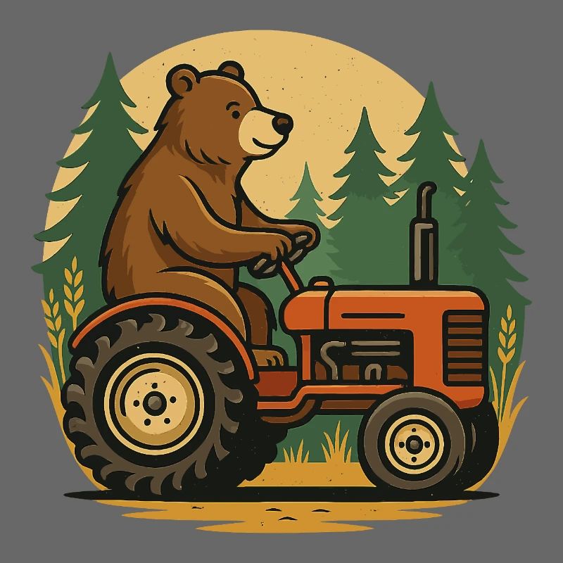 Bärenfarmer im Traktor