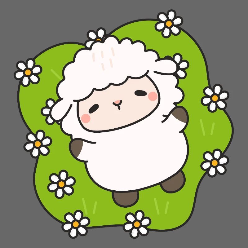 Mouton joyeux sur gazon fleuri