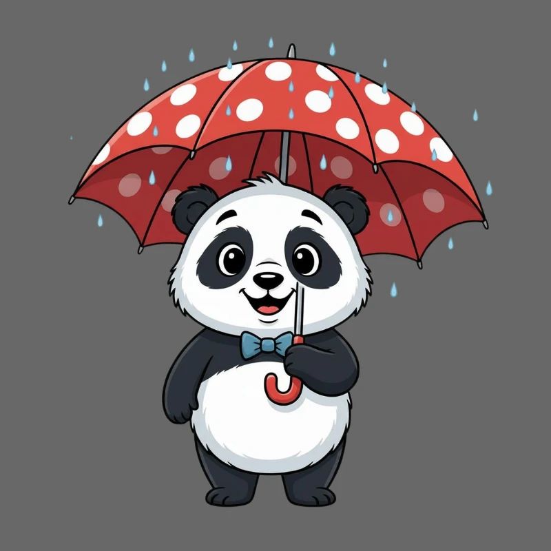 Panda mit rotem Regenturm
