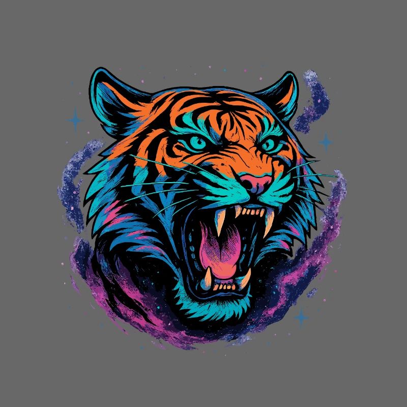 Neon Tiger Rage Galaxy Design