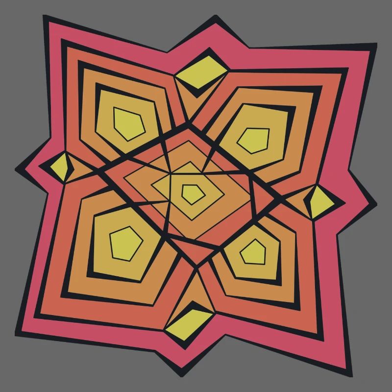 Mandala géométrique dans les tons d’ocre et de rose