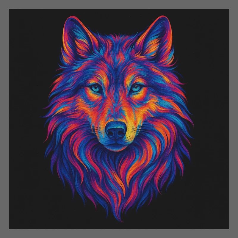 Neon Wolf Kopf Kunst