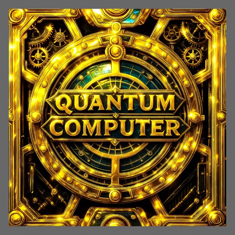 Golden Quantum Computer Emblem