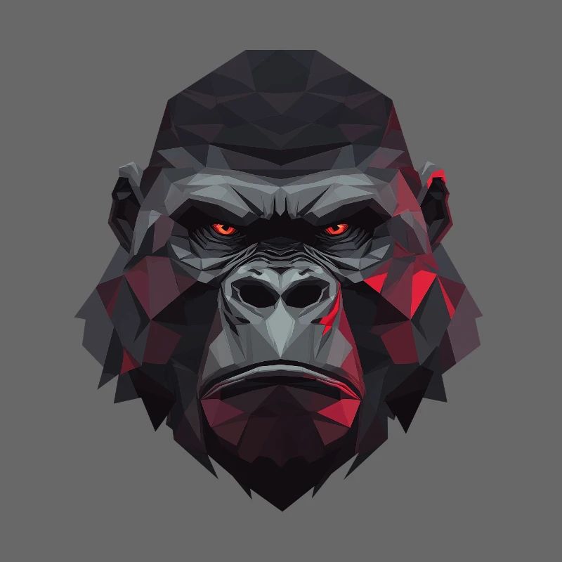 Polygon gorilla with red eyes