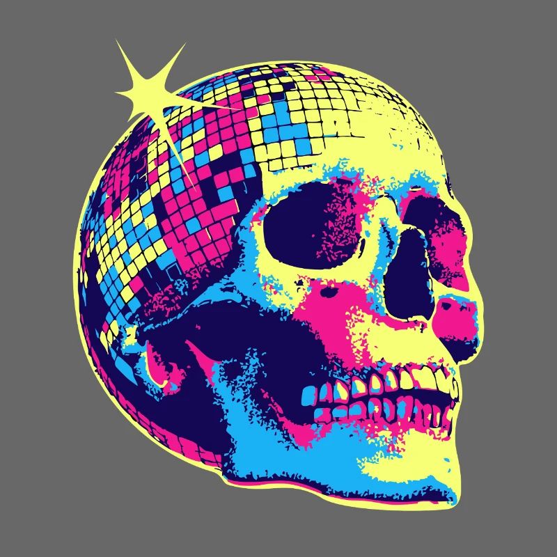 Neon Disco Skull