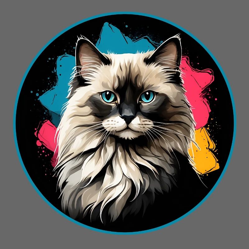 Portrait de chat éclaboussures de néons dans un cercle