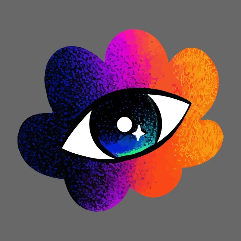 Oeil dans le nuage arc-en-ciel