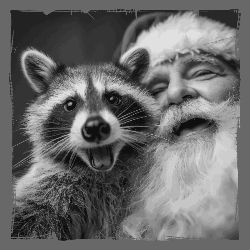 Waschbär Selfie mit Weihnachtsmann 