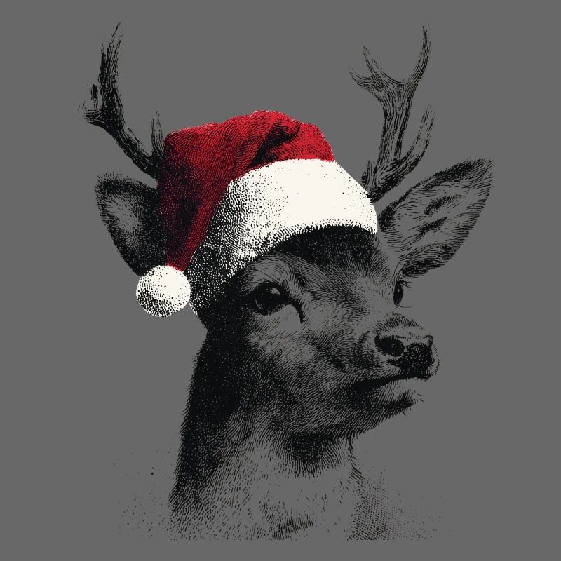 Reindeer with Santa hat in dot style