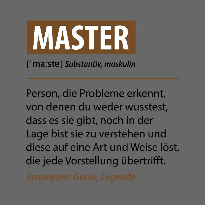 Lustige Master Sprüche Definition Geschenke