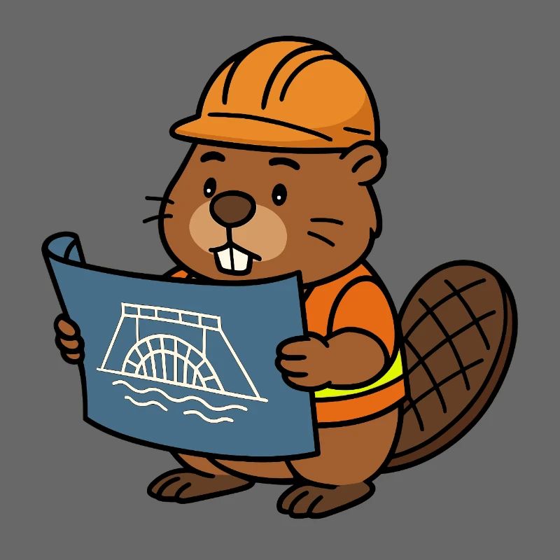 Beaver Ouvrier du bâtiment Bob Maître constructeur Plan Construction Barrage