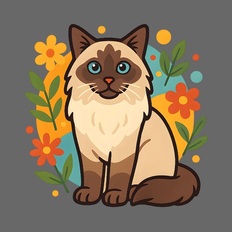 Ragdoll Katze mit Blumenkreis