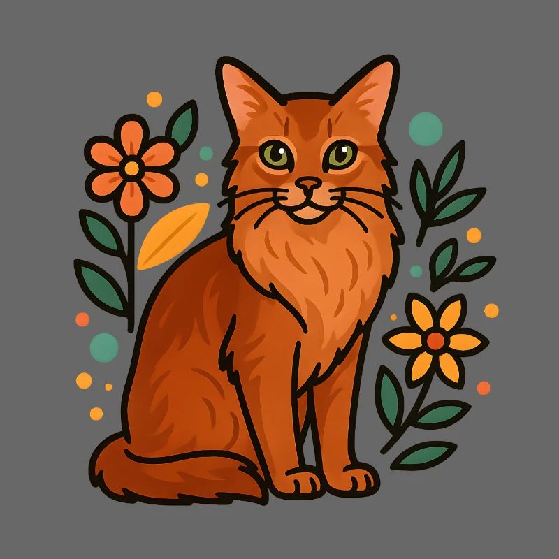 Chat somalien et fleurs