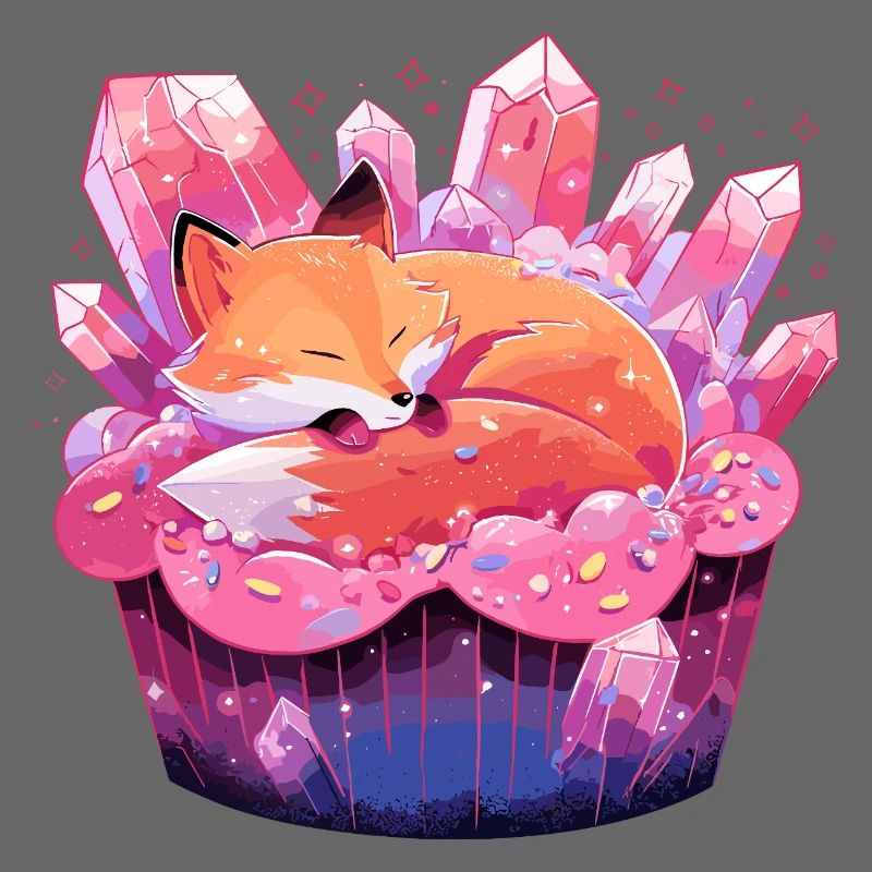 Sleeping fox in crystal cake
