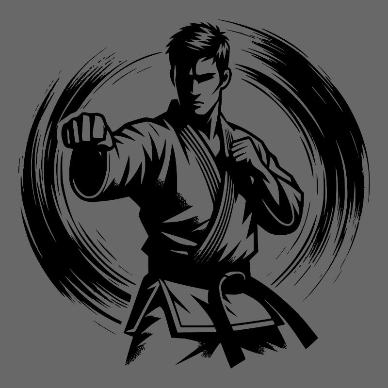 Dynamische Kampfpose Perfekte Karate Silhouette