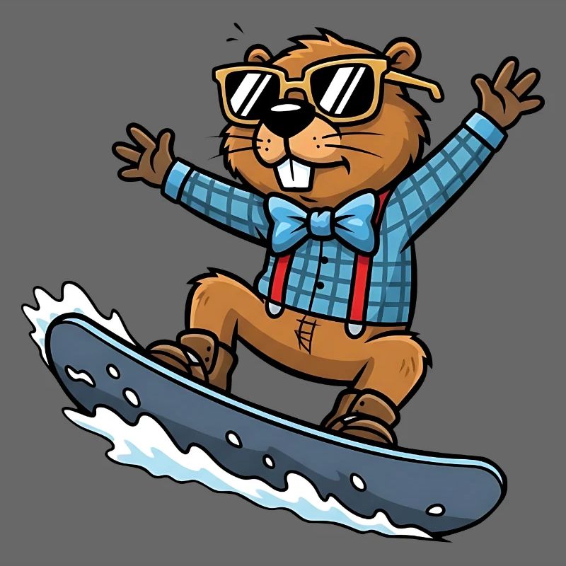 Cooler Snowboard Biber Comic Sonnenbrille