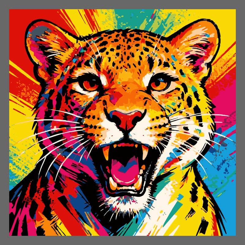 Explosion de couleurs du léopard pop art