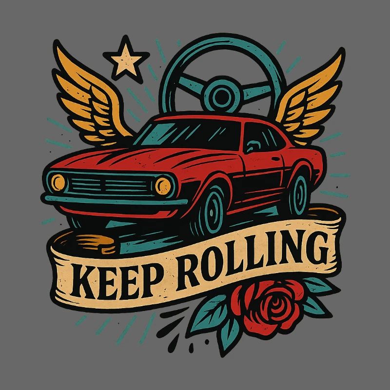 Keep Rolling Vintage Car