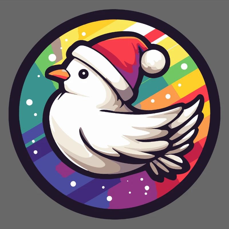 Weihnachtsvogel im Regenbogenring