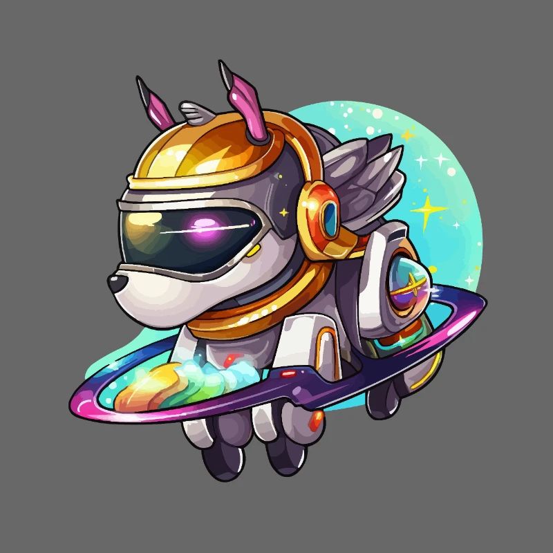 Chien de l’espace sur un hoverboard