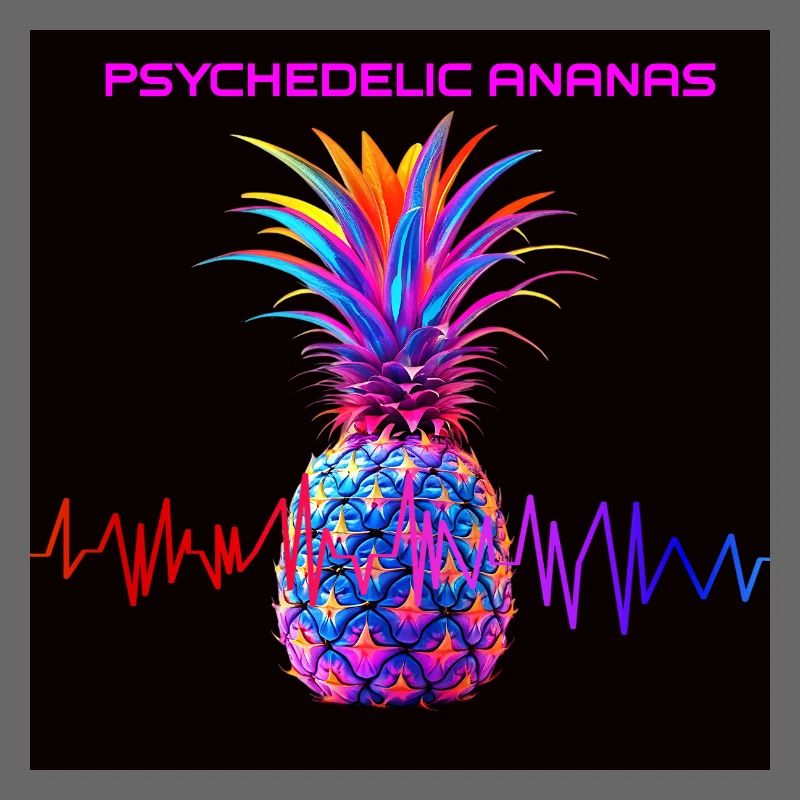 Psychedelischer Ananas Neonprint