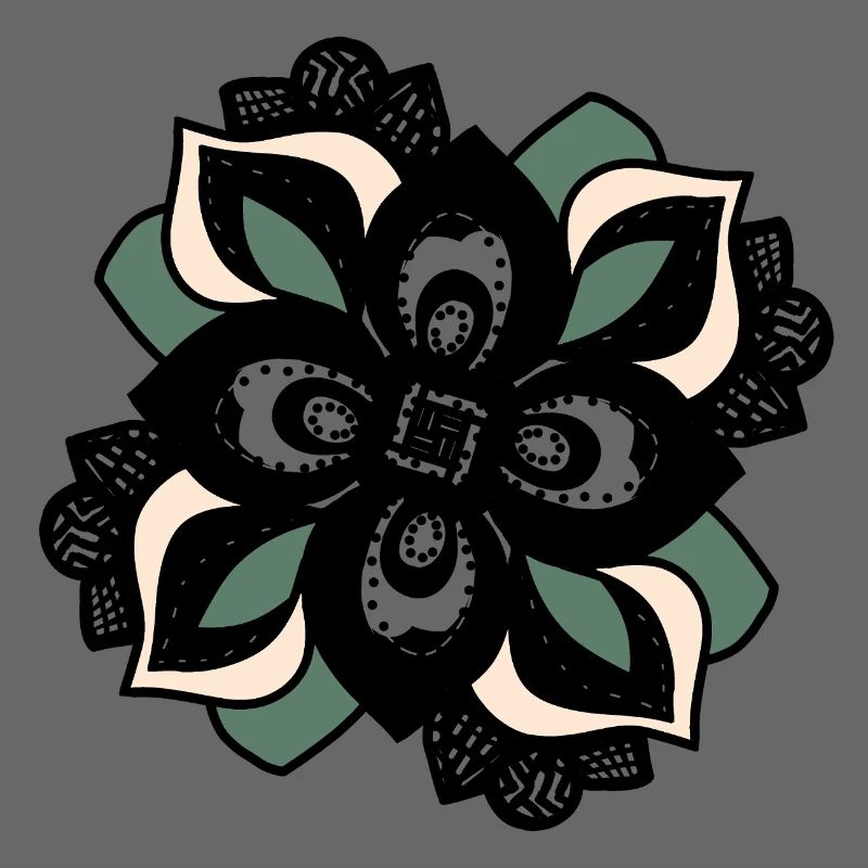 Mandala Fleur Pêche Verte