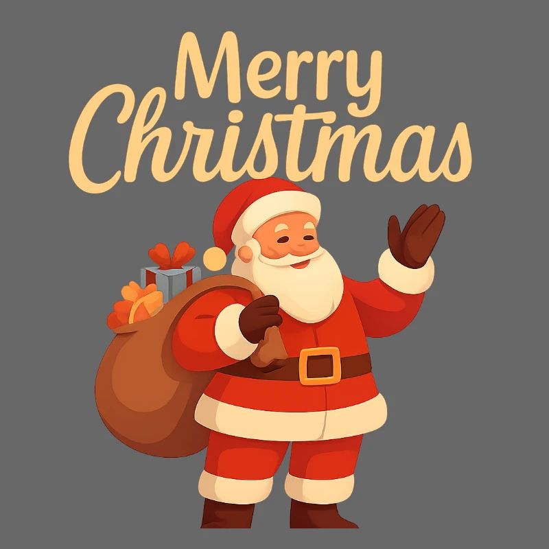 Fröhlicher Santa mit Geschenkesack