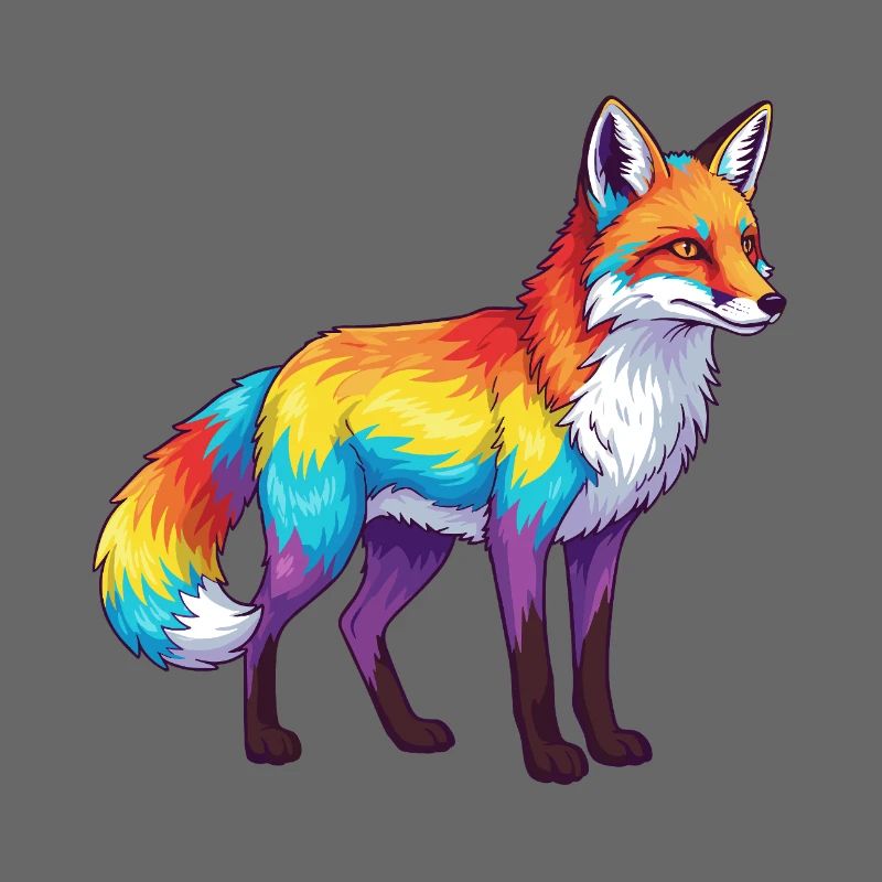 Buntes Fuchs-Regenbogen-Pop-Art-Aquarell