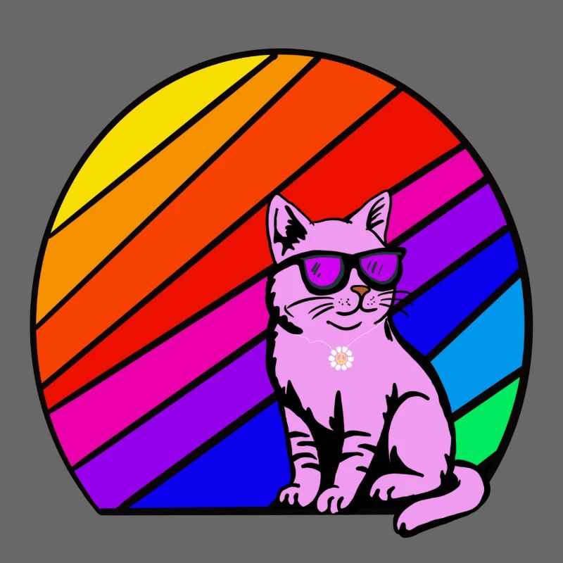 Regenbogenkatze mit Sonnenbrille