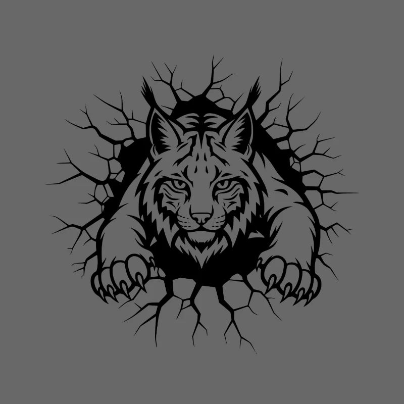 Luchs Wanddurchbruch Wildtier Illustration