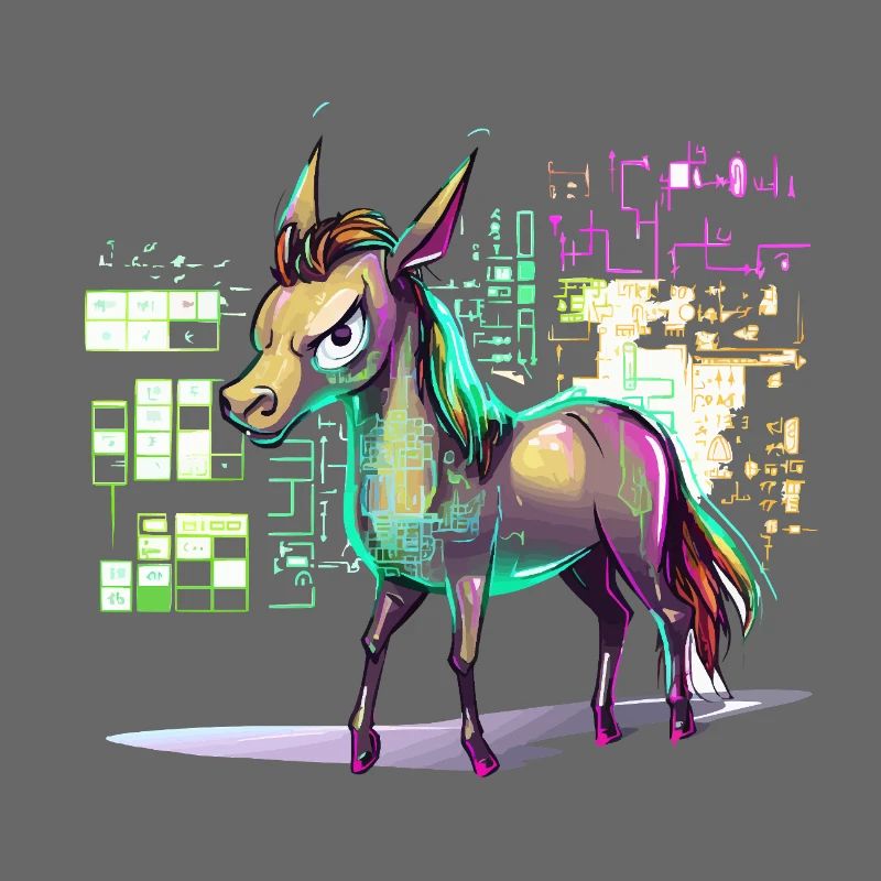 Explosion de couleurs de cheval holographique néon