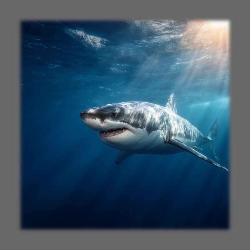 Great White Shark in Sunlight Ocean Design