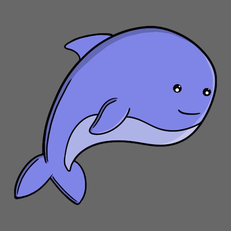 Süßer blauer Fisch-Kawaii-Delfin- oder Schweinswal-Cartoon