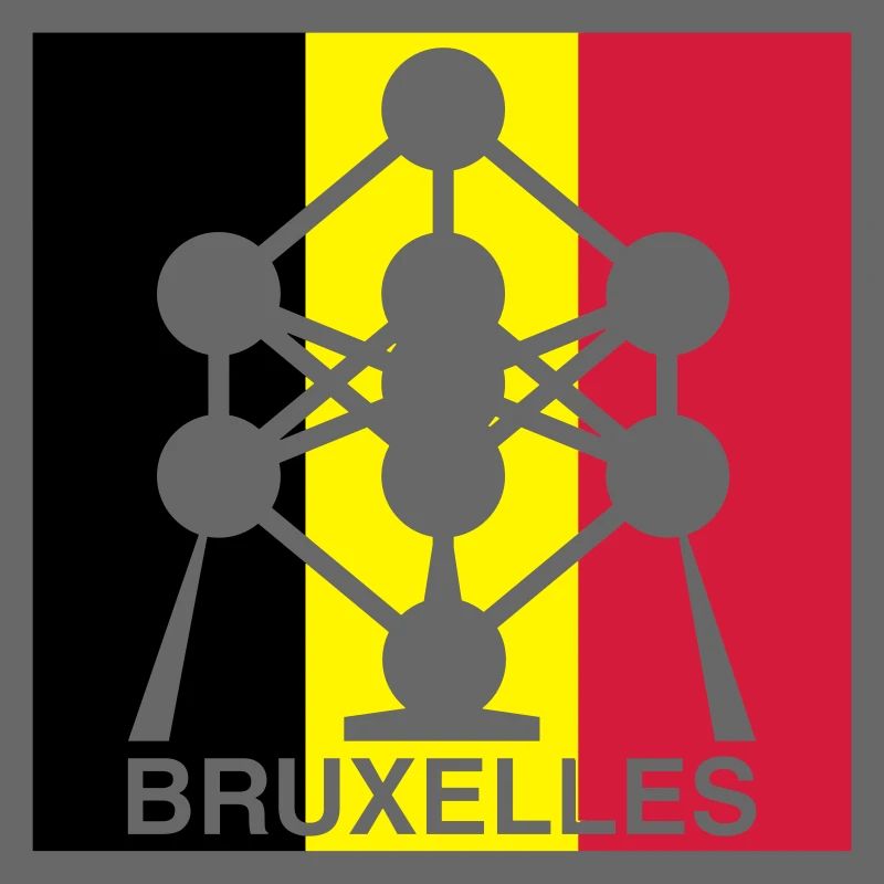 Atomium Brussels – Quadrat-Design mit belgischer Flagge