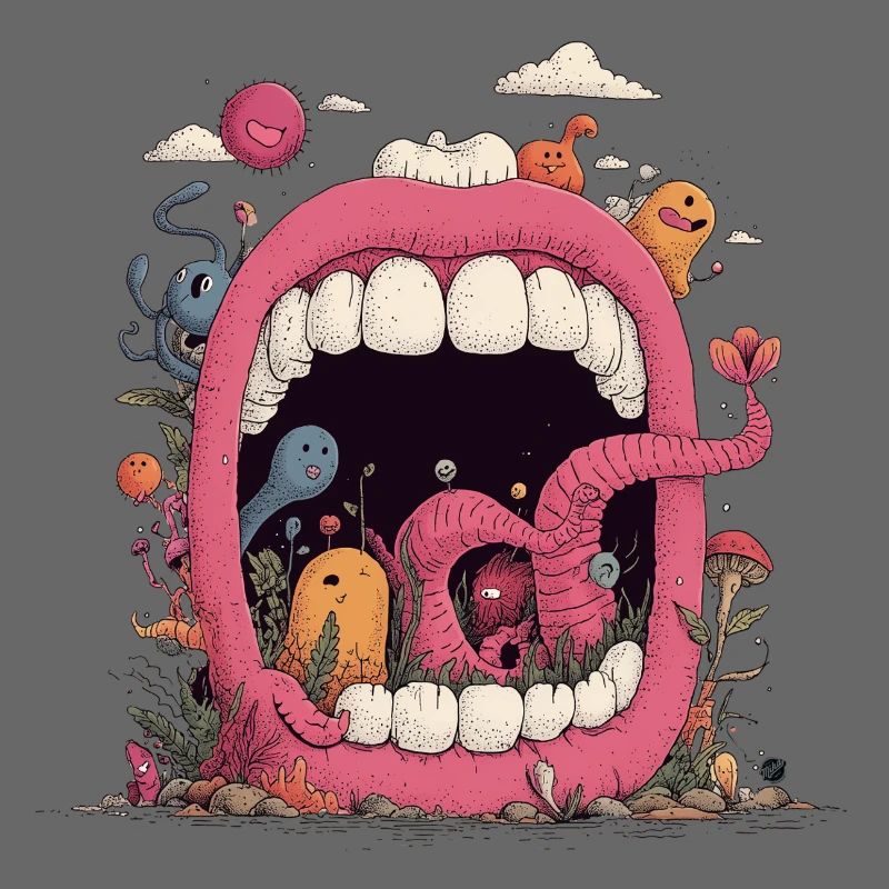 Pink Mouth World with Creatures