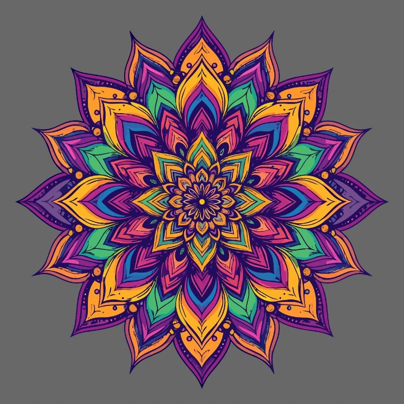 Bunter psychedelischer Mandala LSD Blütenstern