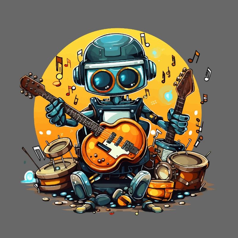 Guitariste robot dans un jam de groupe