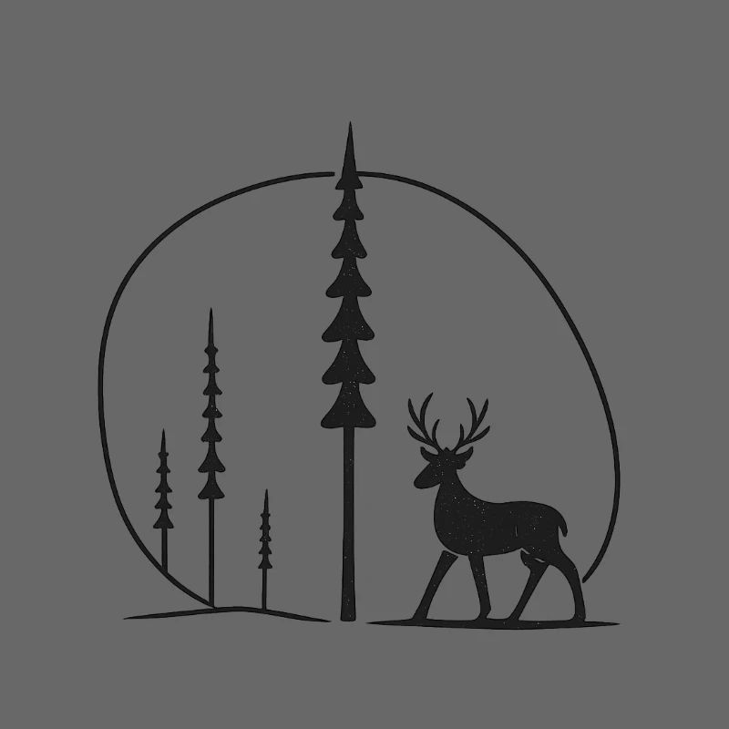Idée cadeau de silhouette de cerf dans le cercle de la forêt