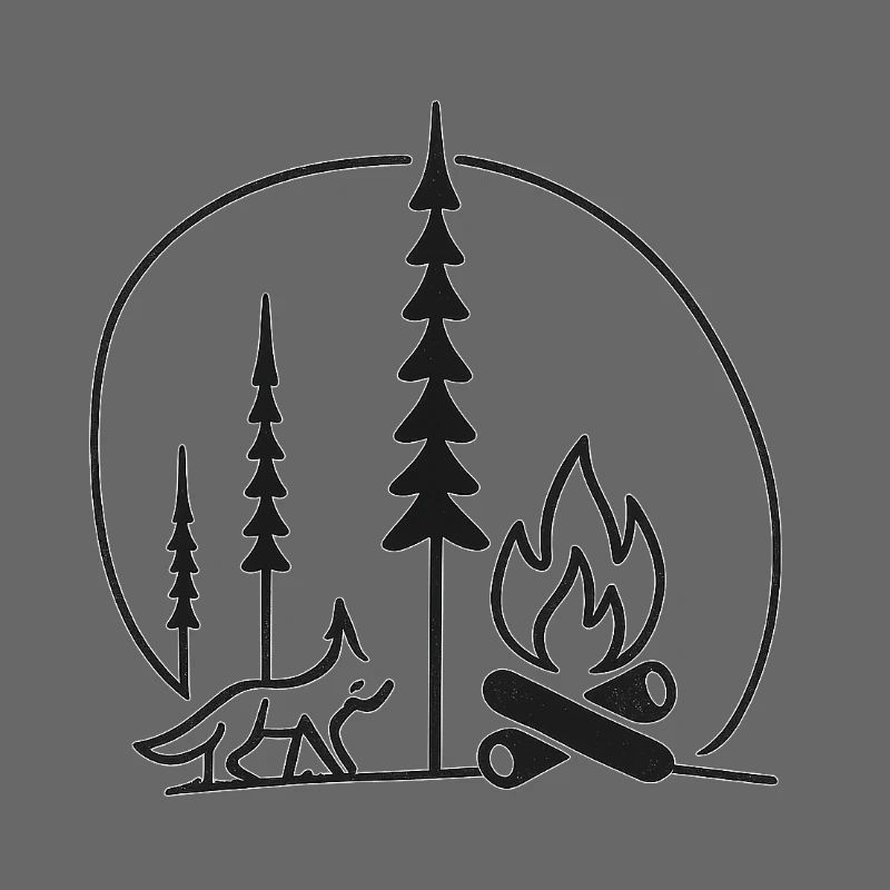 Campfire Forest Line Art Fans Gift Idea