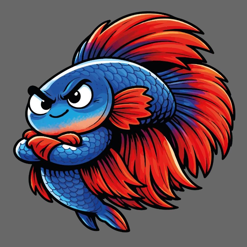 Blue Red Betta Fish