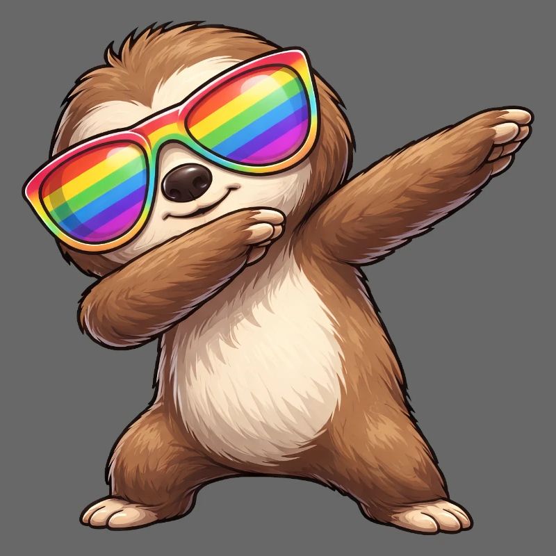 Cute Sloth Cartoon Dab Rainbow Summer Cool