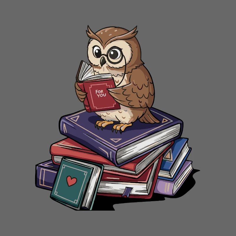 Bücherwurm-Eule-Vogel liest Bücher Kunst