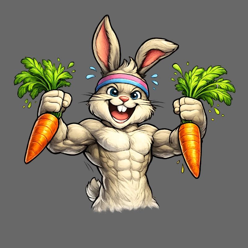 Starker Hase mit Karotten 