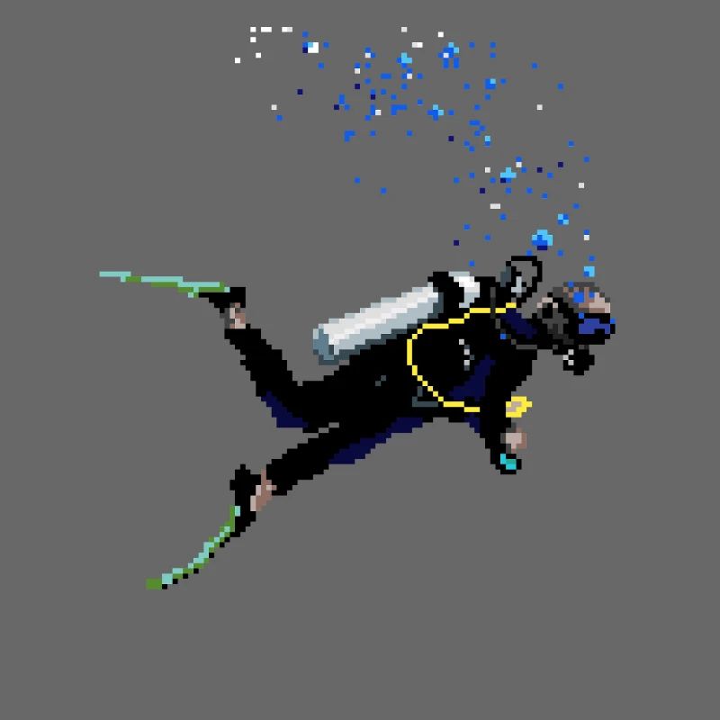 Retro Pixel Art Scuba Diver