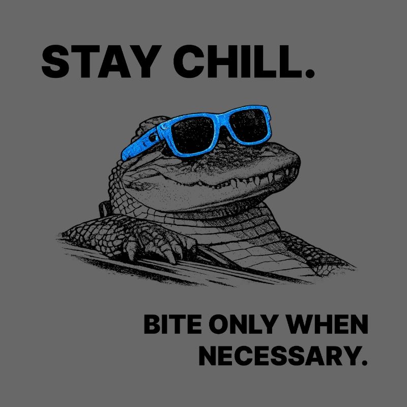 Stay Chill – Crocodile Saying Halftone Style