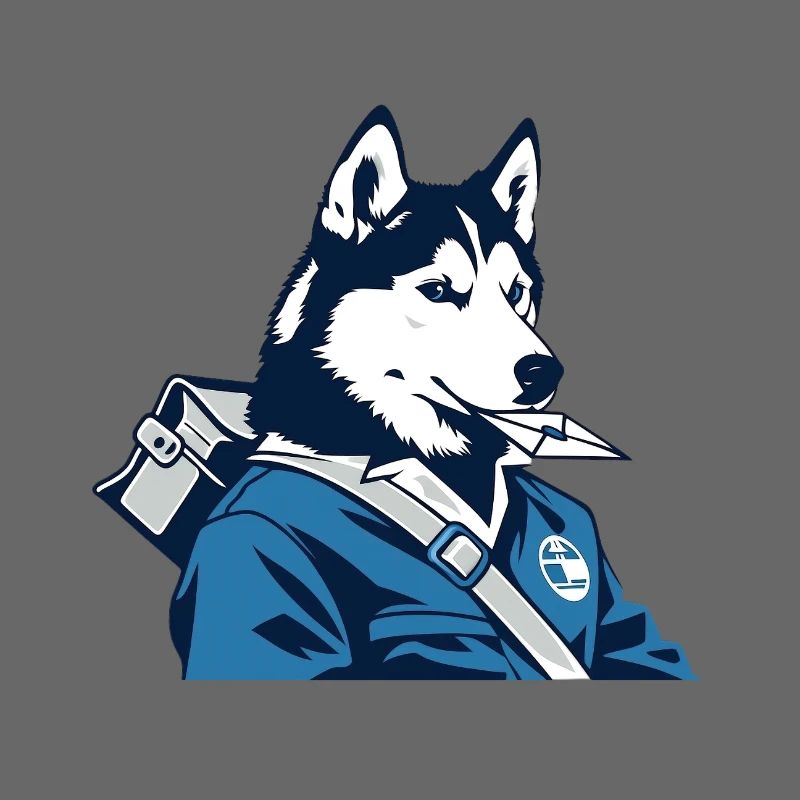 Husky Postbote Blau Outfit