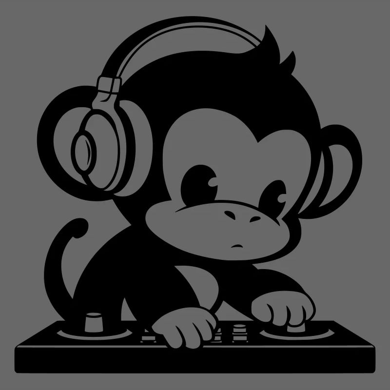 DJ Affe mit Kopfhörern