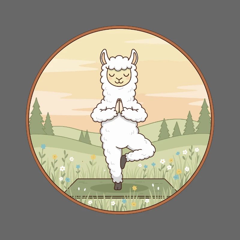 Yoga Llama Alpaca Doing Tree Pose