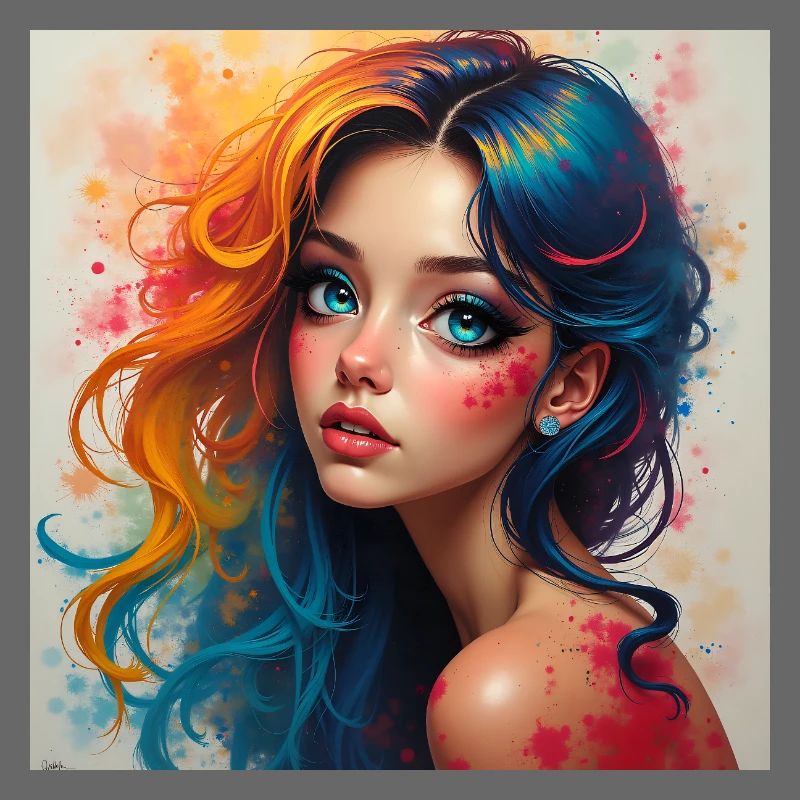 Regenbogen-Haar-Porträt-Splash